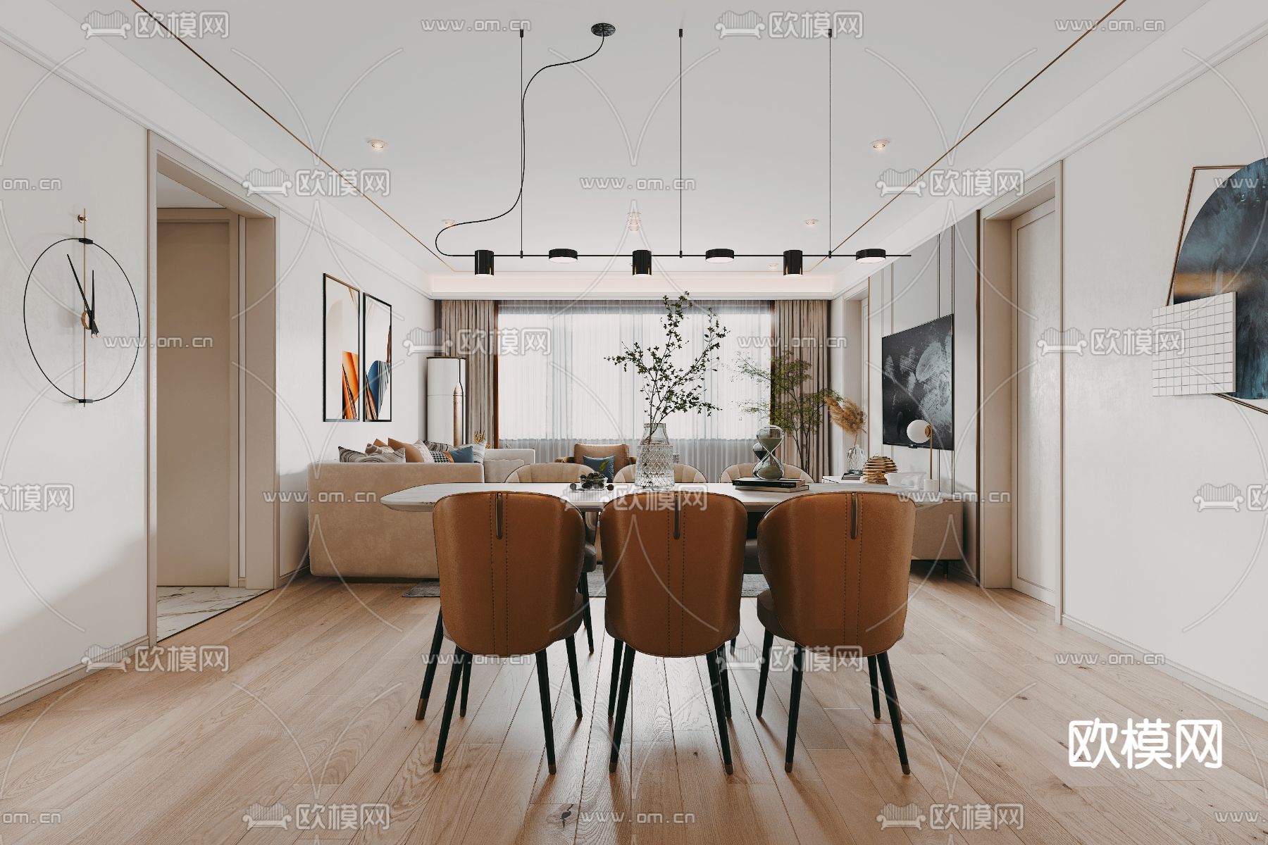 现代时尚客餐厅3d模型下载（渲染图3）
