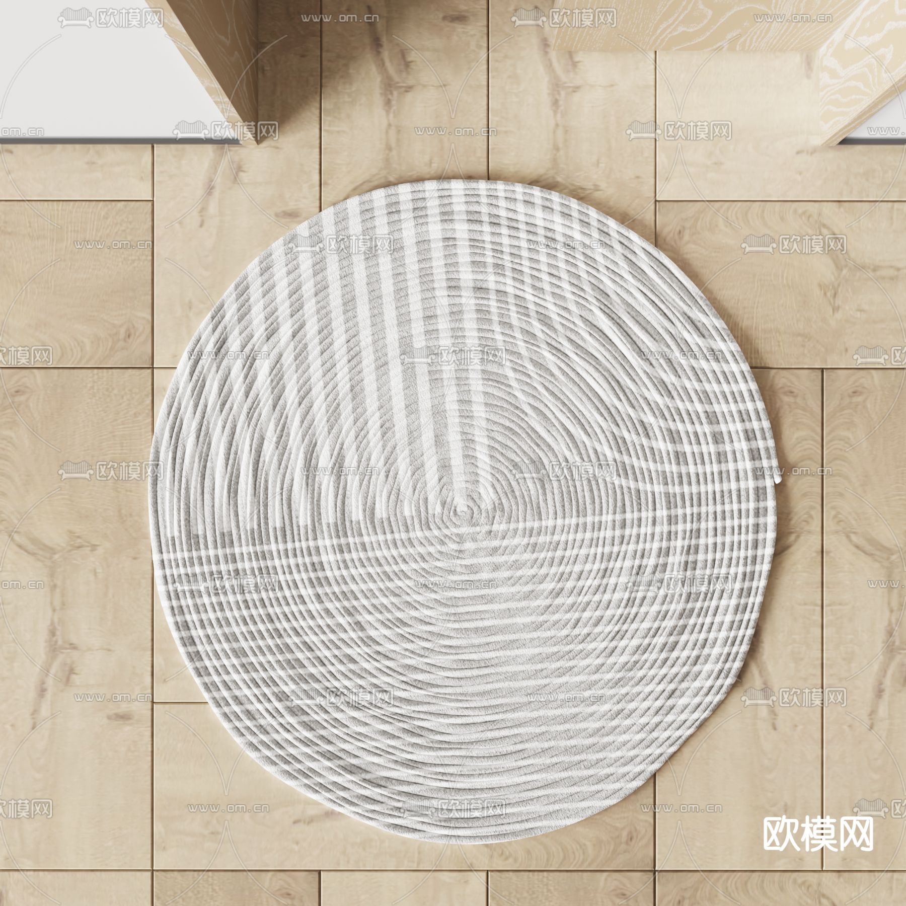 侘寂风圆形地毯su模型下载（渲染图1）
