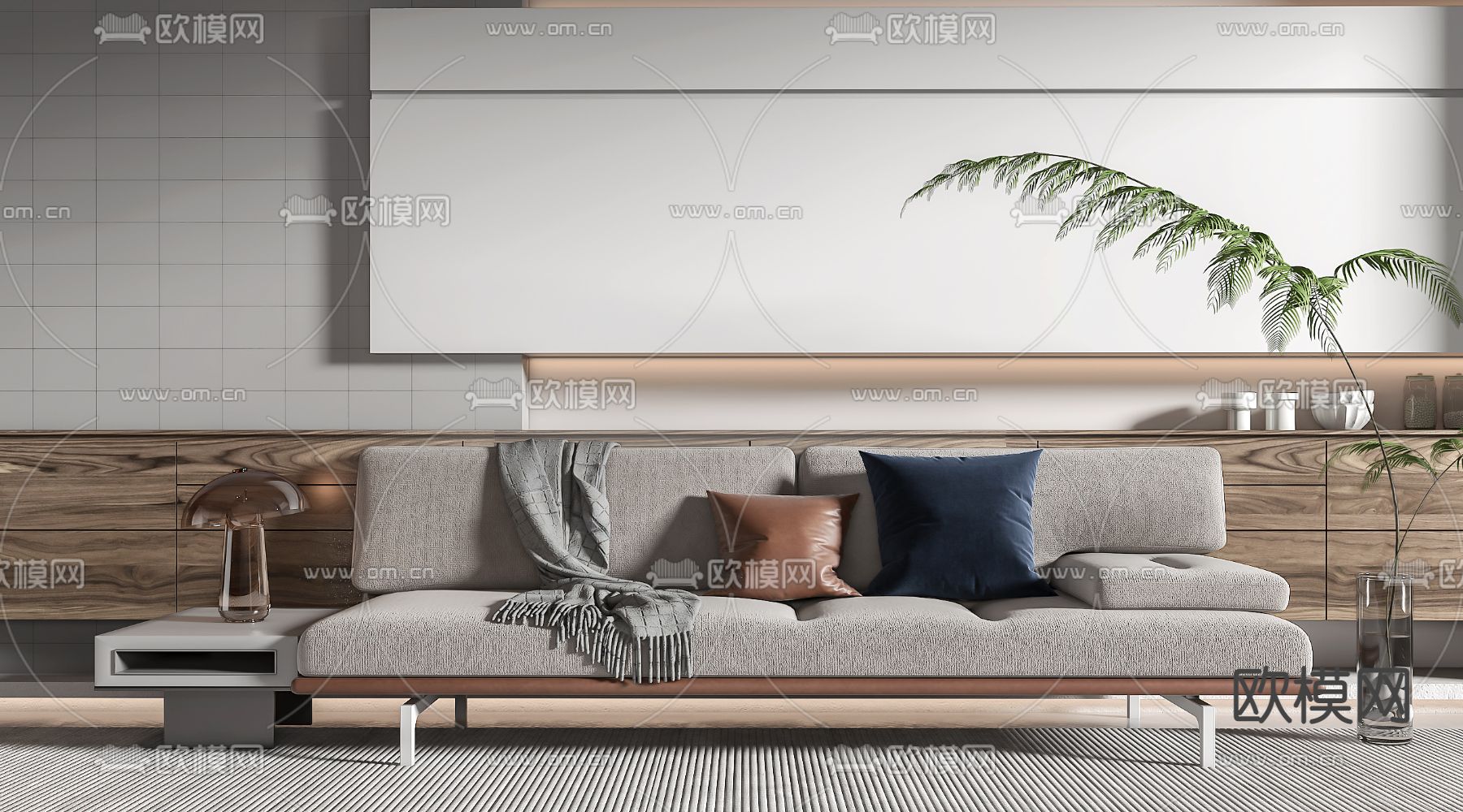 现代布艺双人沙发3d模型下载