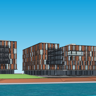 现代高层办公楼外观su模型