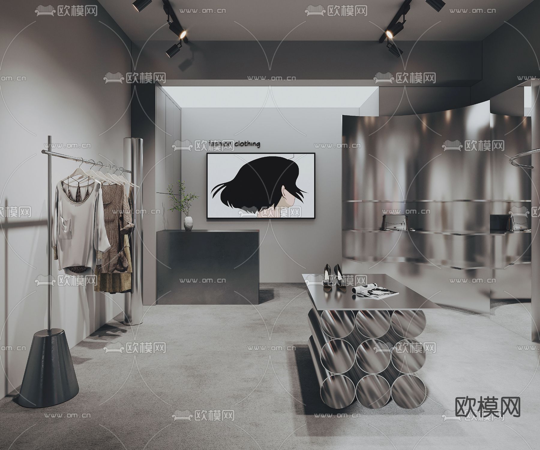 现代女装服装店3d模型下载_ID12079959_3dmax免费模型-欧模网