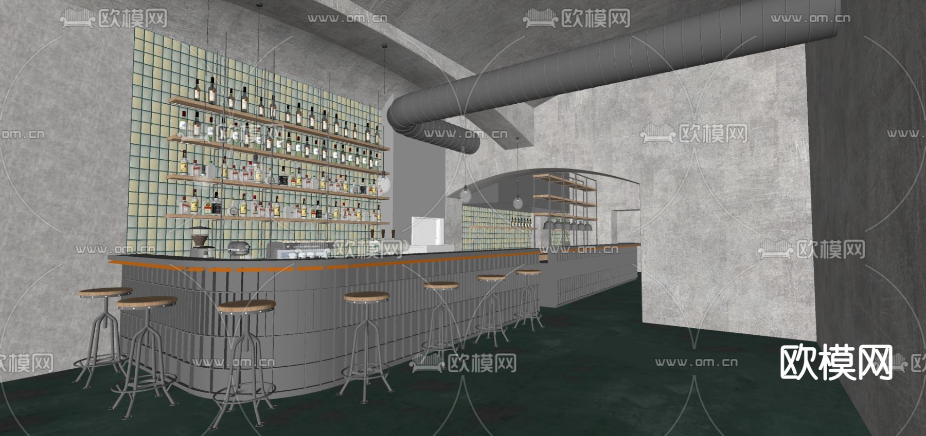 现代酒吧su模型下载