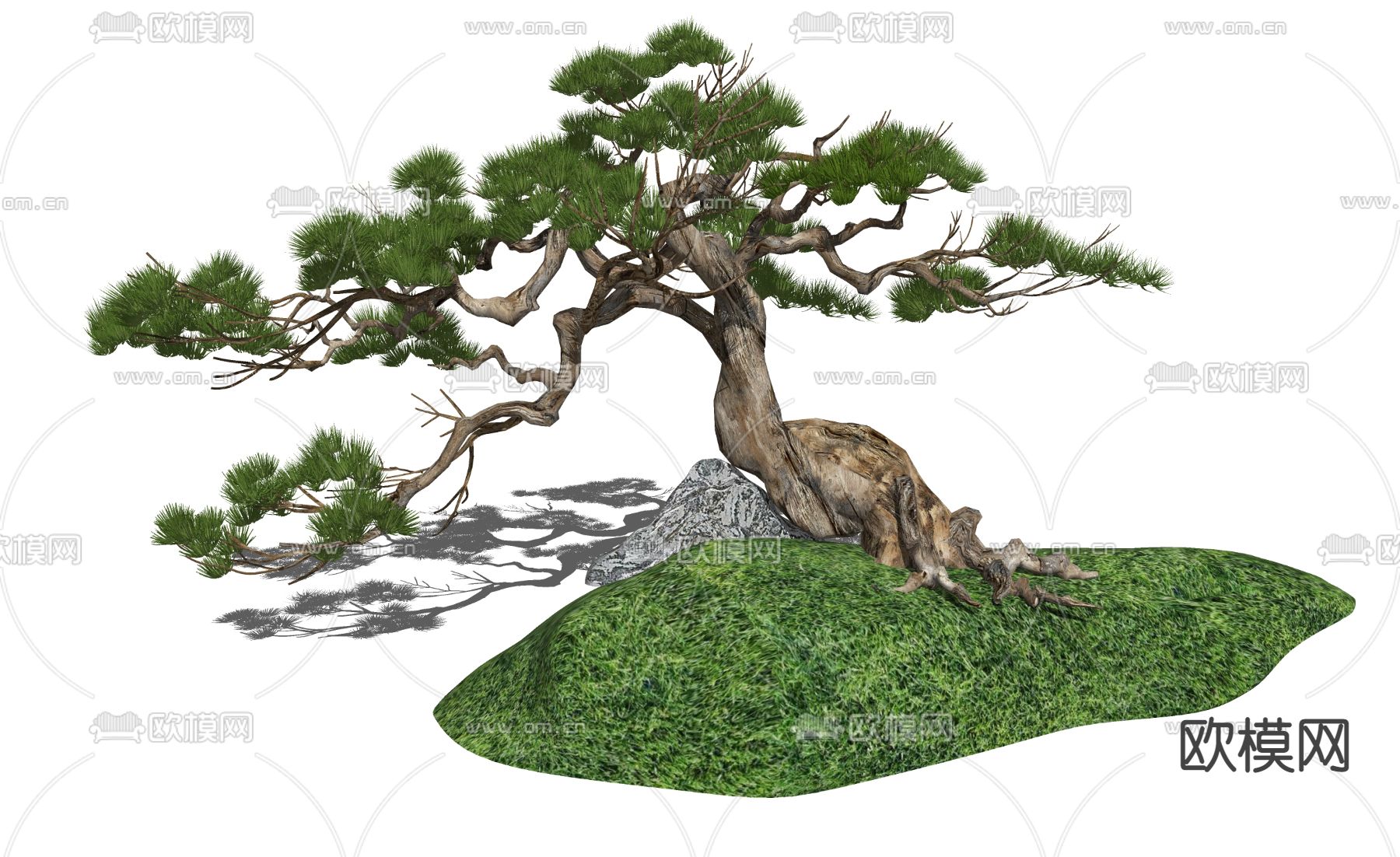 新中式松树su模型下载（渲染图1）