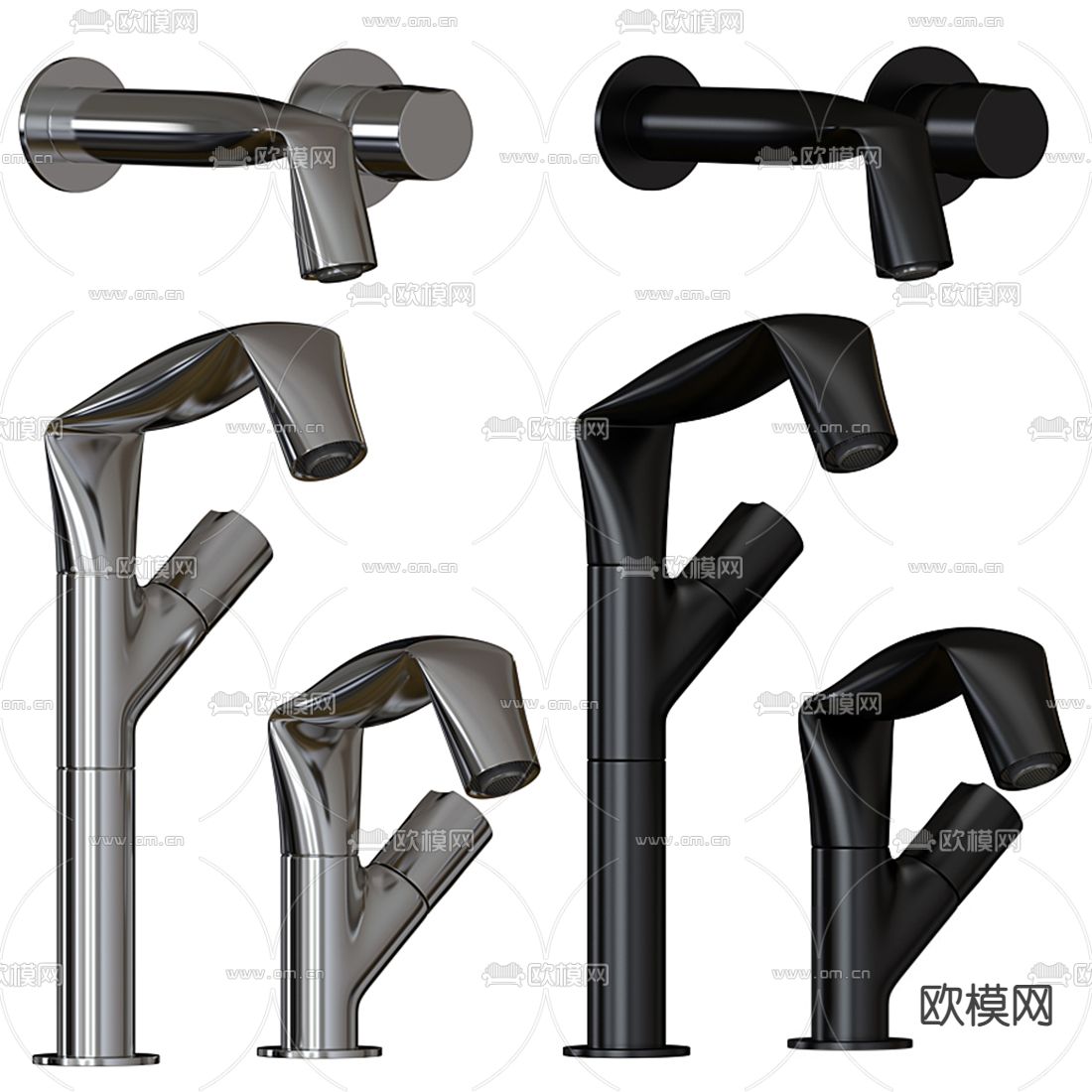 现代金属水龙头3d模型下载（渲染图1）