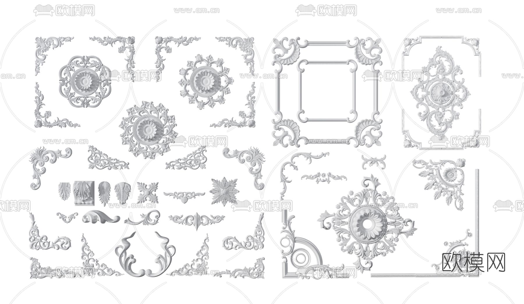 欧式雕花线条3d模型下载
