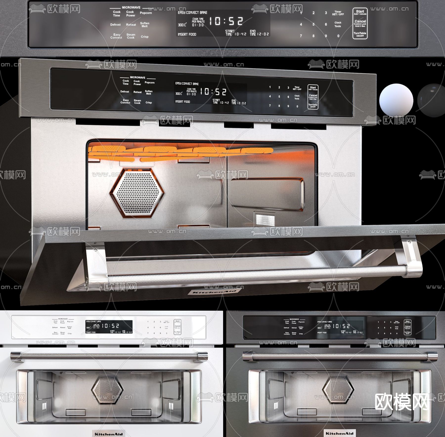 现代烤箱微波炉3d模型下载（渲染图2）