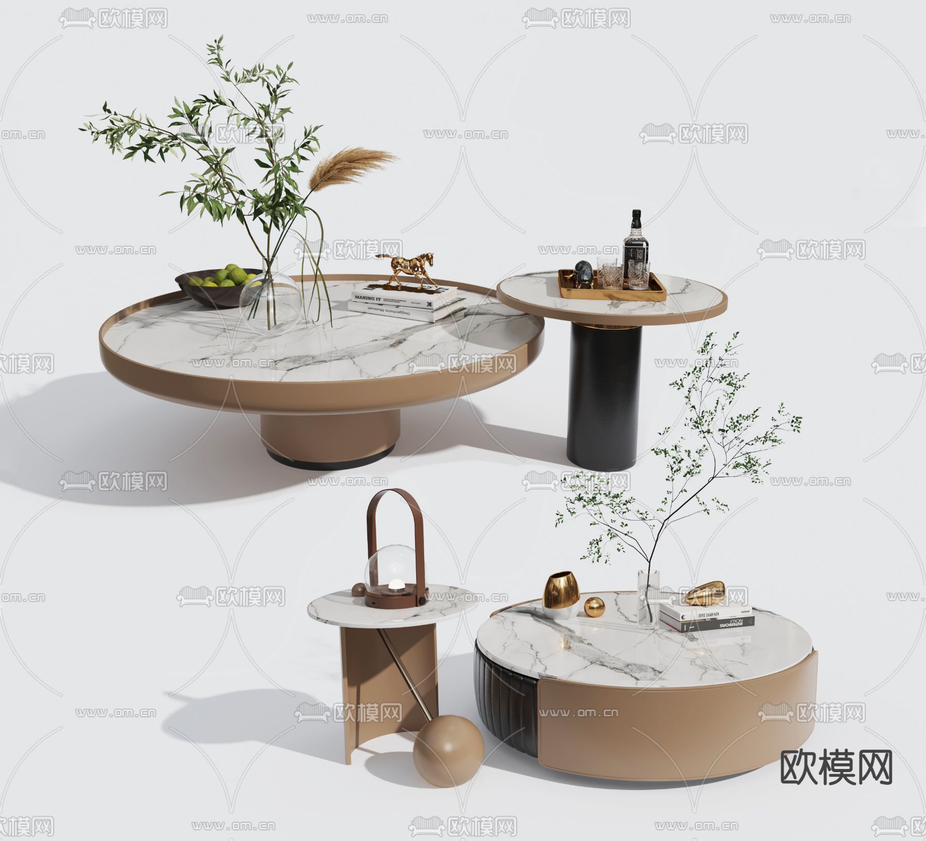 现代轻奢茶几3d模型下载_ID12082245_3dmax免费模型-欧模网