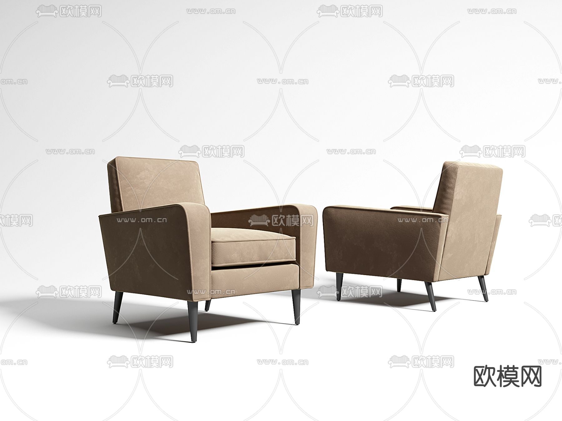 现代布艺单人沙发椅3d模型下载