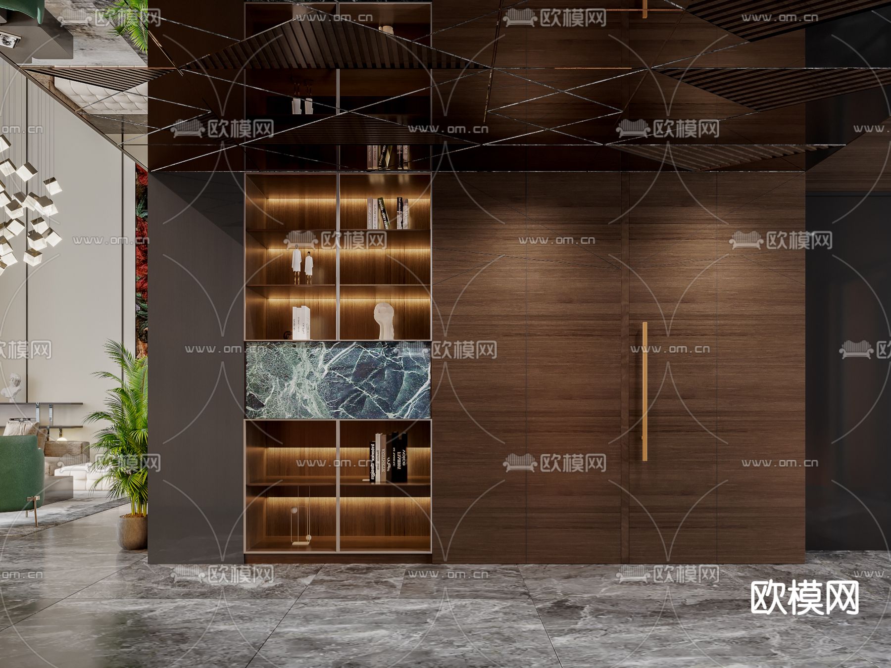 现代客厅餐厅3d模型下载（渲染图5）