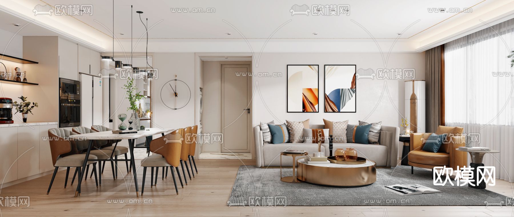 现代时尚客餐厅3d模型下载（渲染图1）
