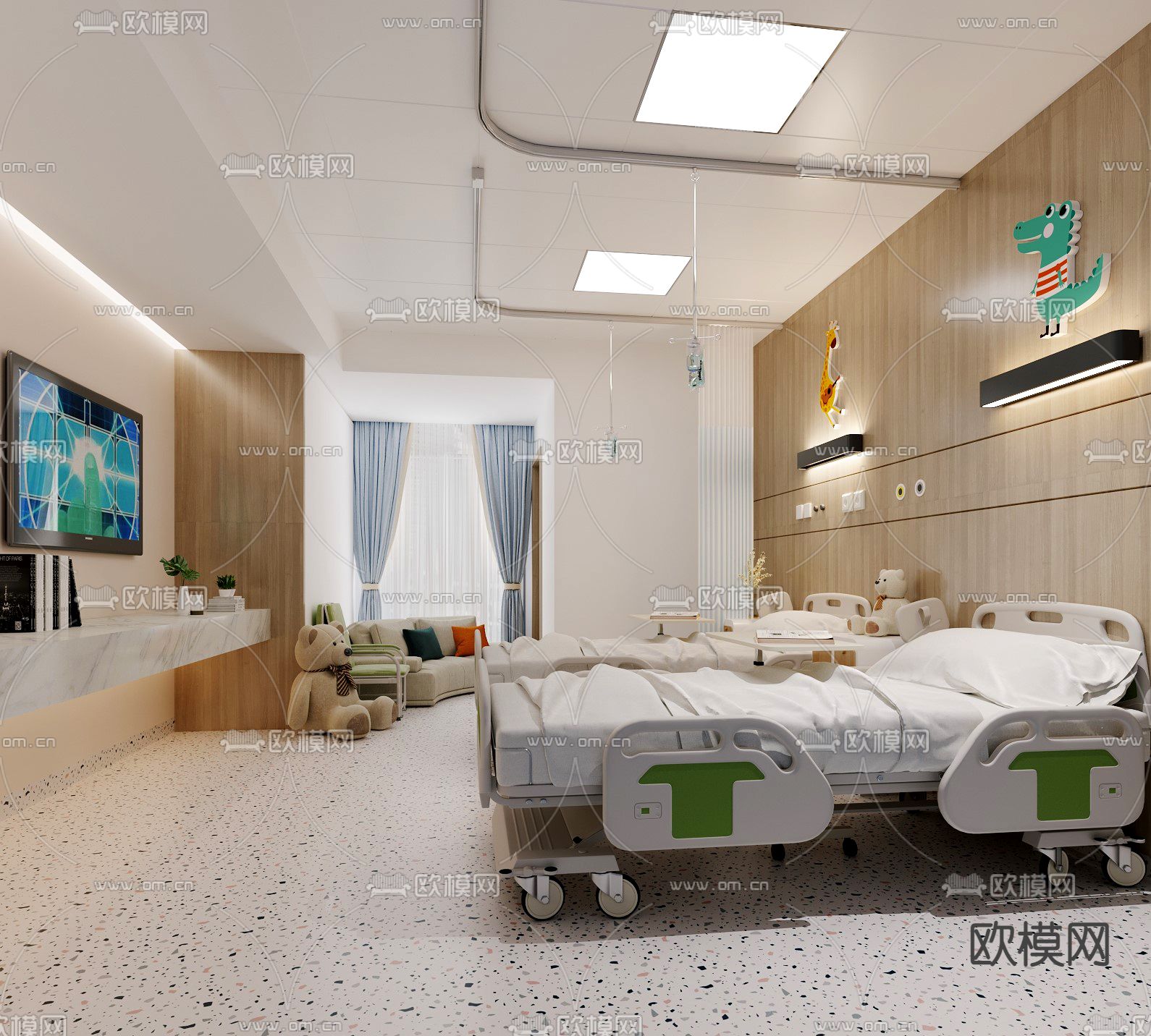 现代儿童医院病房3d模型下载