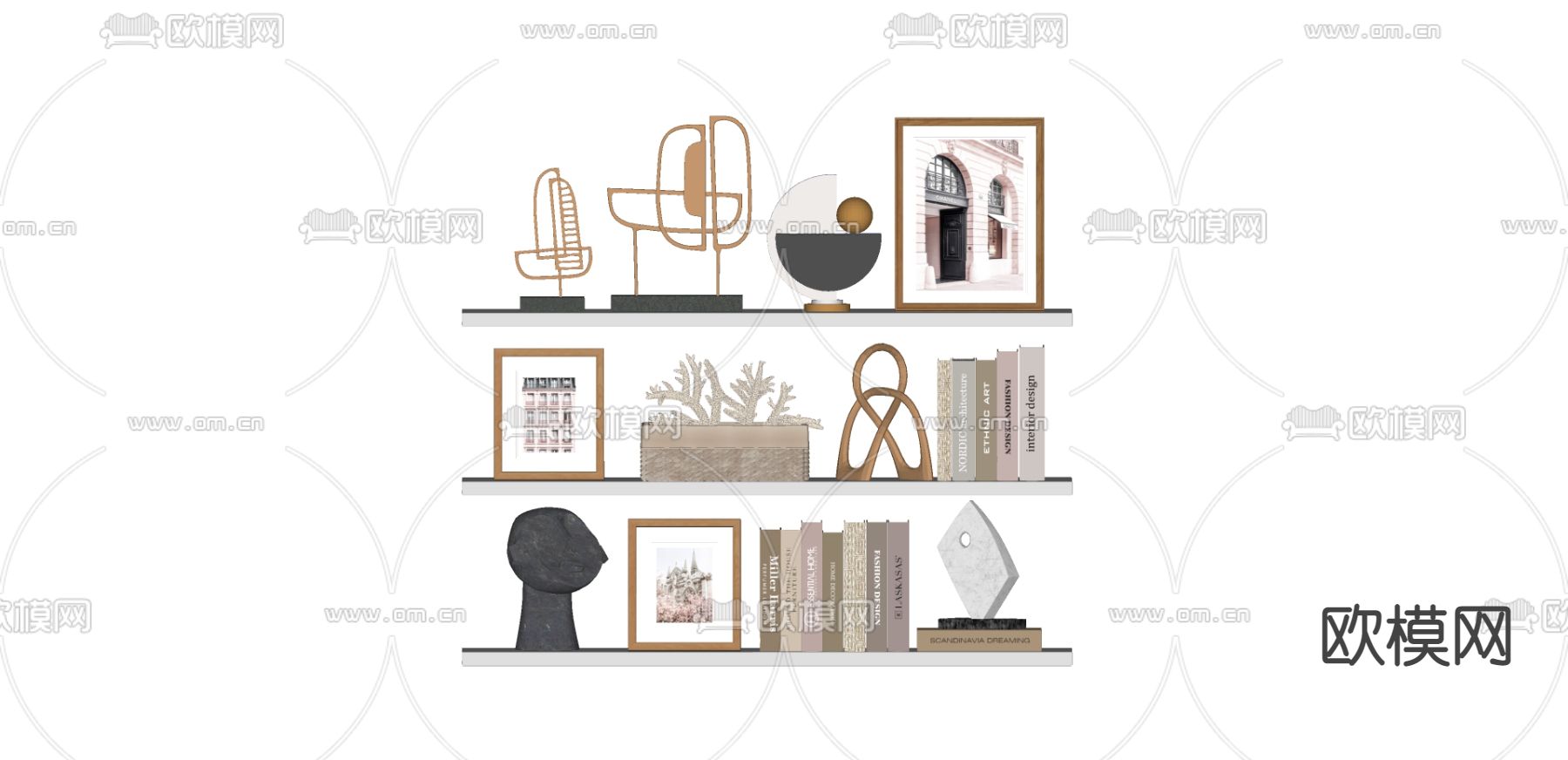 北欧书籍相框饰品摆件su模型下载