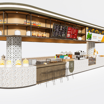 现代奶茶店3d模型