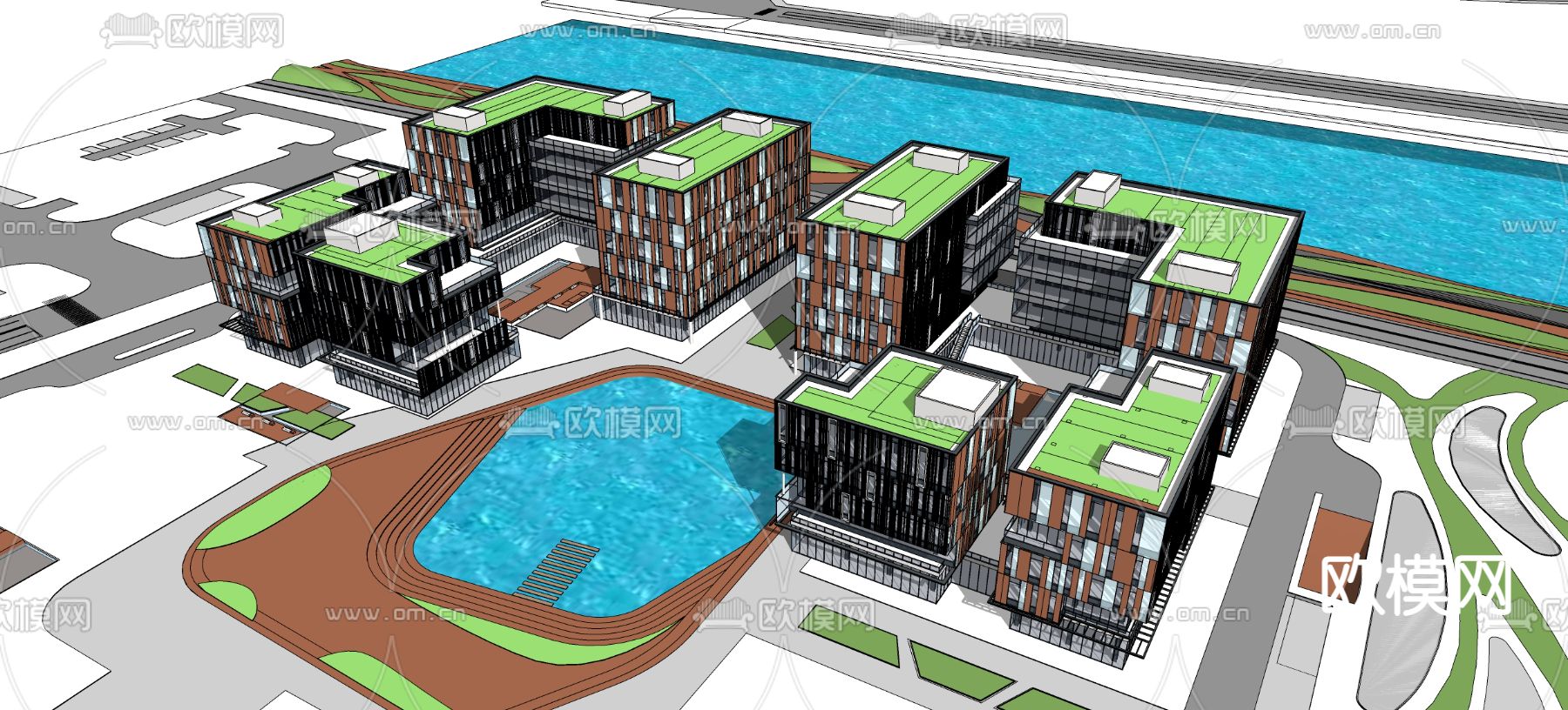 现代高层办公楼外观su模型