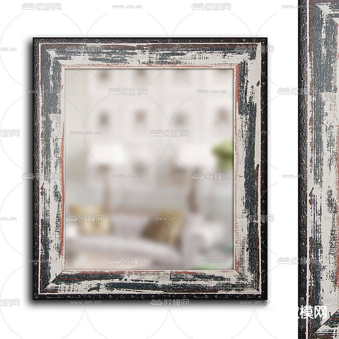 中古风残旧木镜子3d模型下载