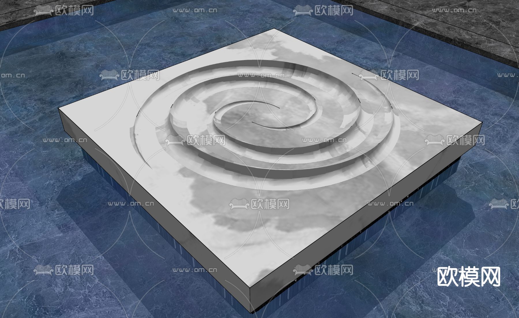 现代螺旋花纹水景雕塑su模型下载_ID12081979_sketchup模型下载-欧模网