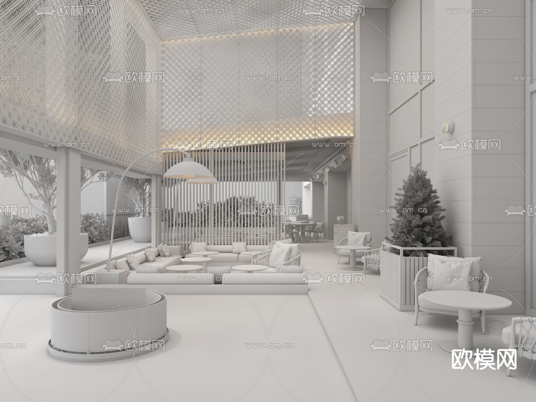 Denniston丹尼斯顿 纽约安缦酒店中庭3d模型