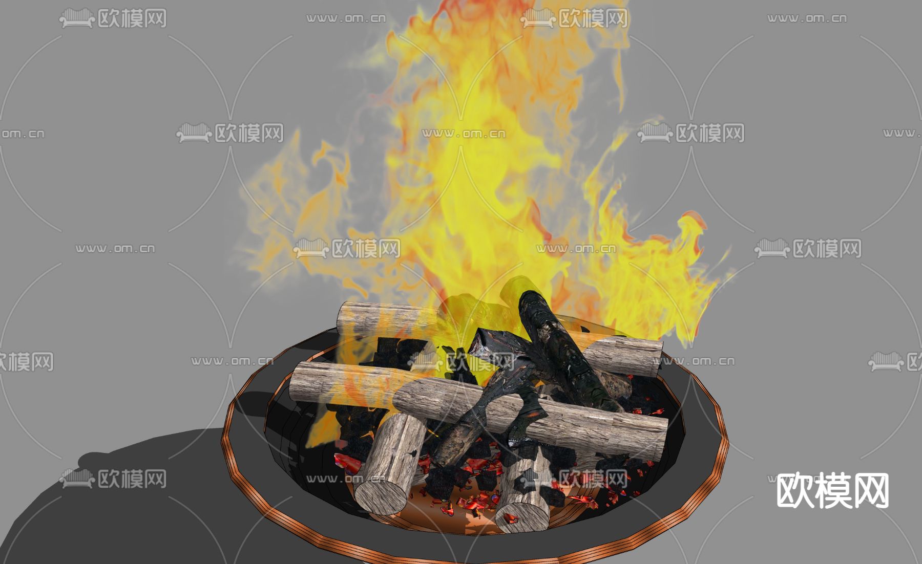 现代火盆su模型下载（渲染图2）