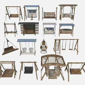 现代户外椅秋千摇椅3d模型