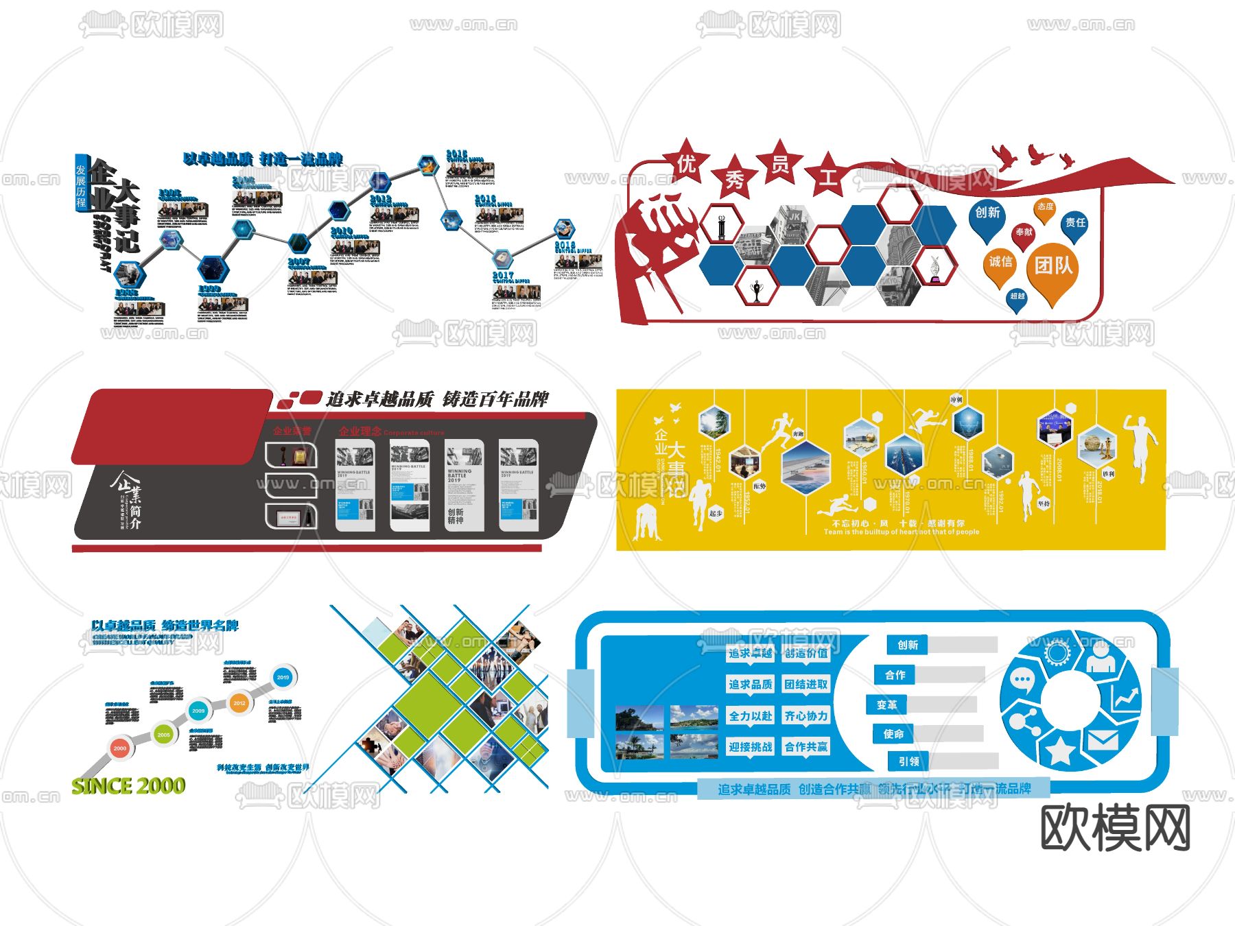 现代企业文化墙su模型下载（渲染图2）