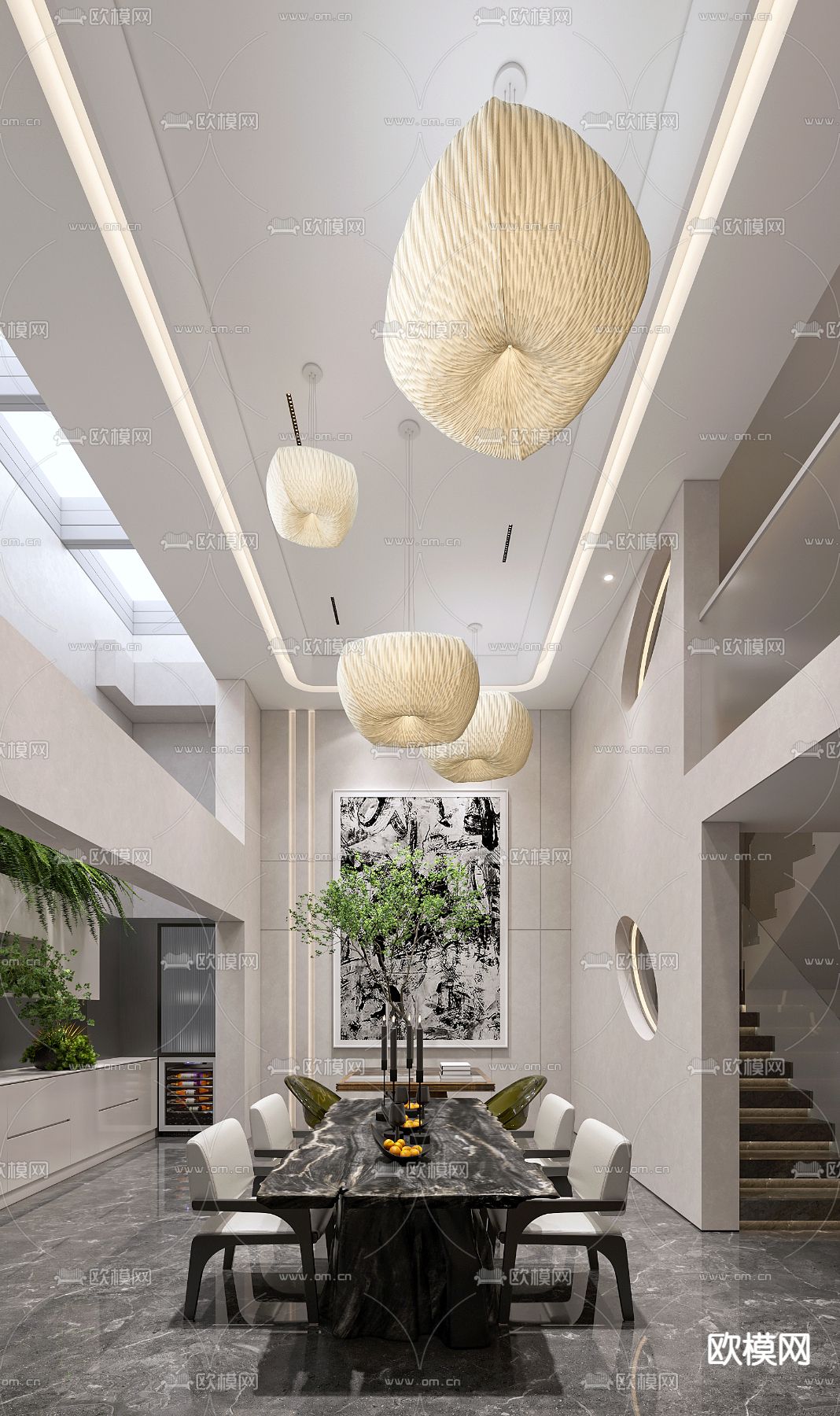 赛瑞迪普设计 现代别墅餐厅3d模型