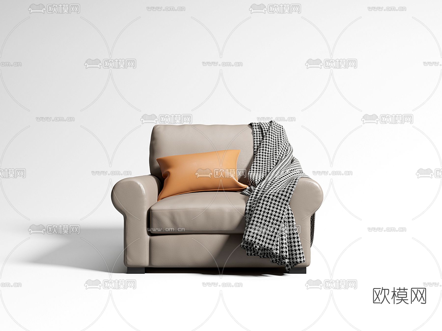 现代米色单人沙发3d模型下载