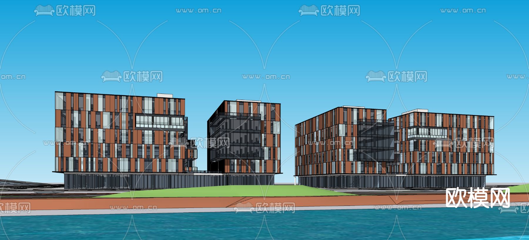 现代高层办公楼外观su模型