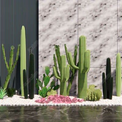  现代仙人掌su模型 