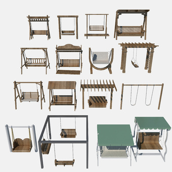 现代户外椅秋千摇椅3d模型