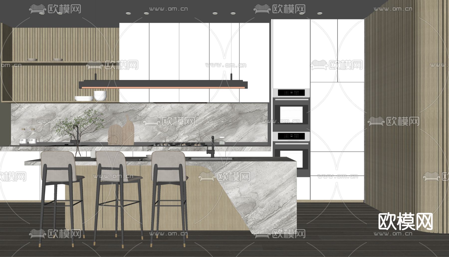 现代餐厅su模型下载（渲染图2）