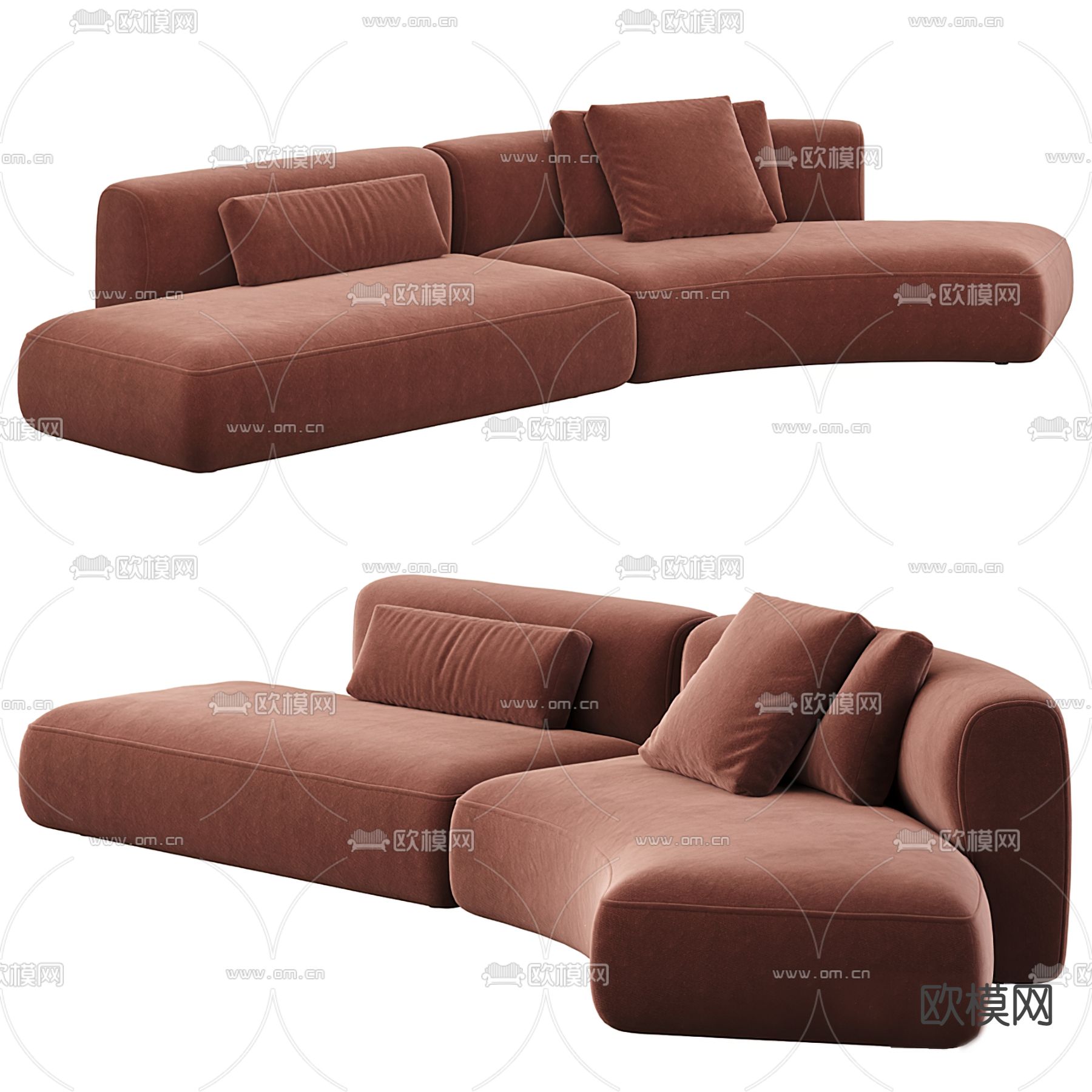 Flexform 现代多人沙发3d模型下载（渲染图1）