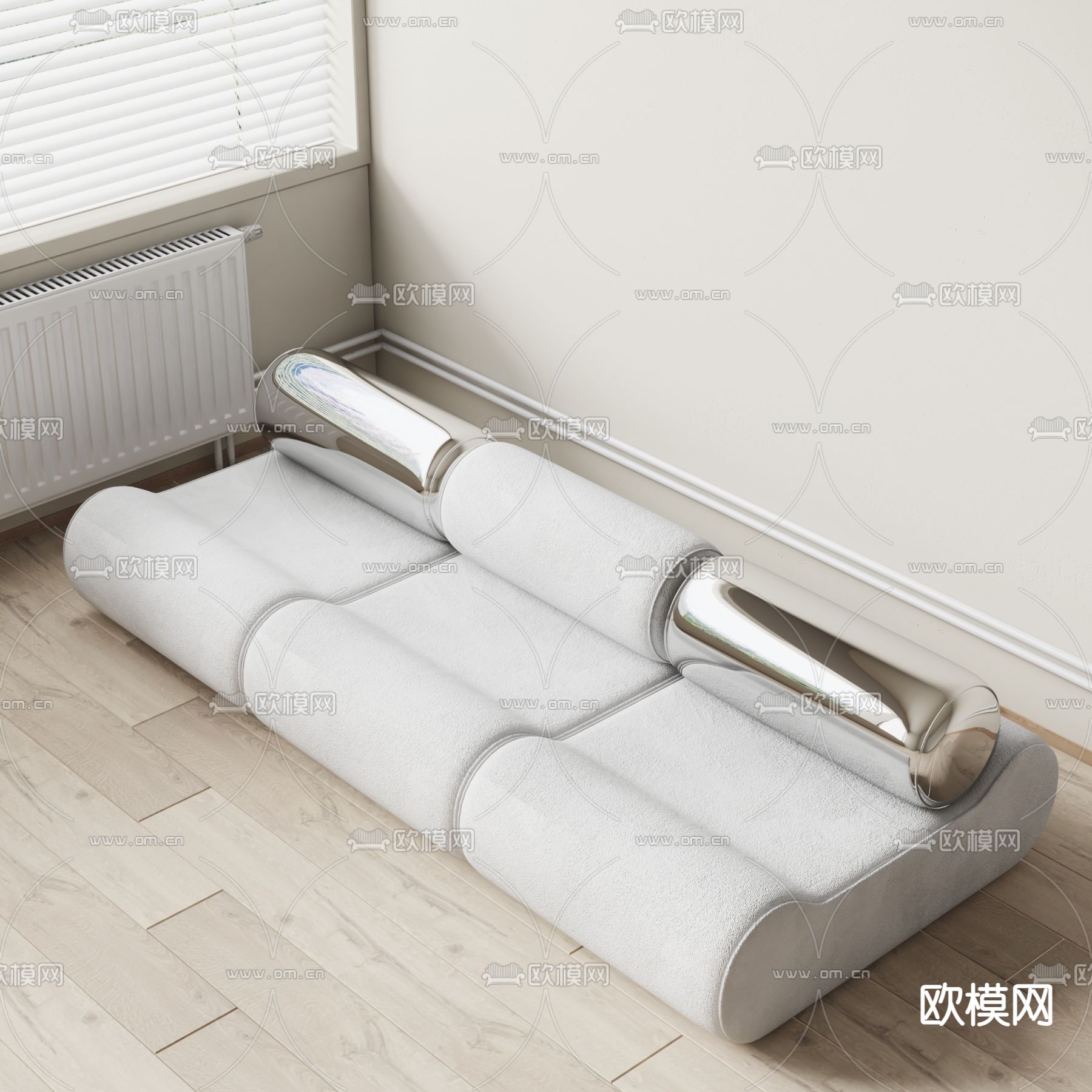 现代白色多人沙发 三人沙发3d模型