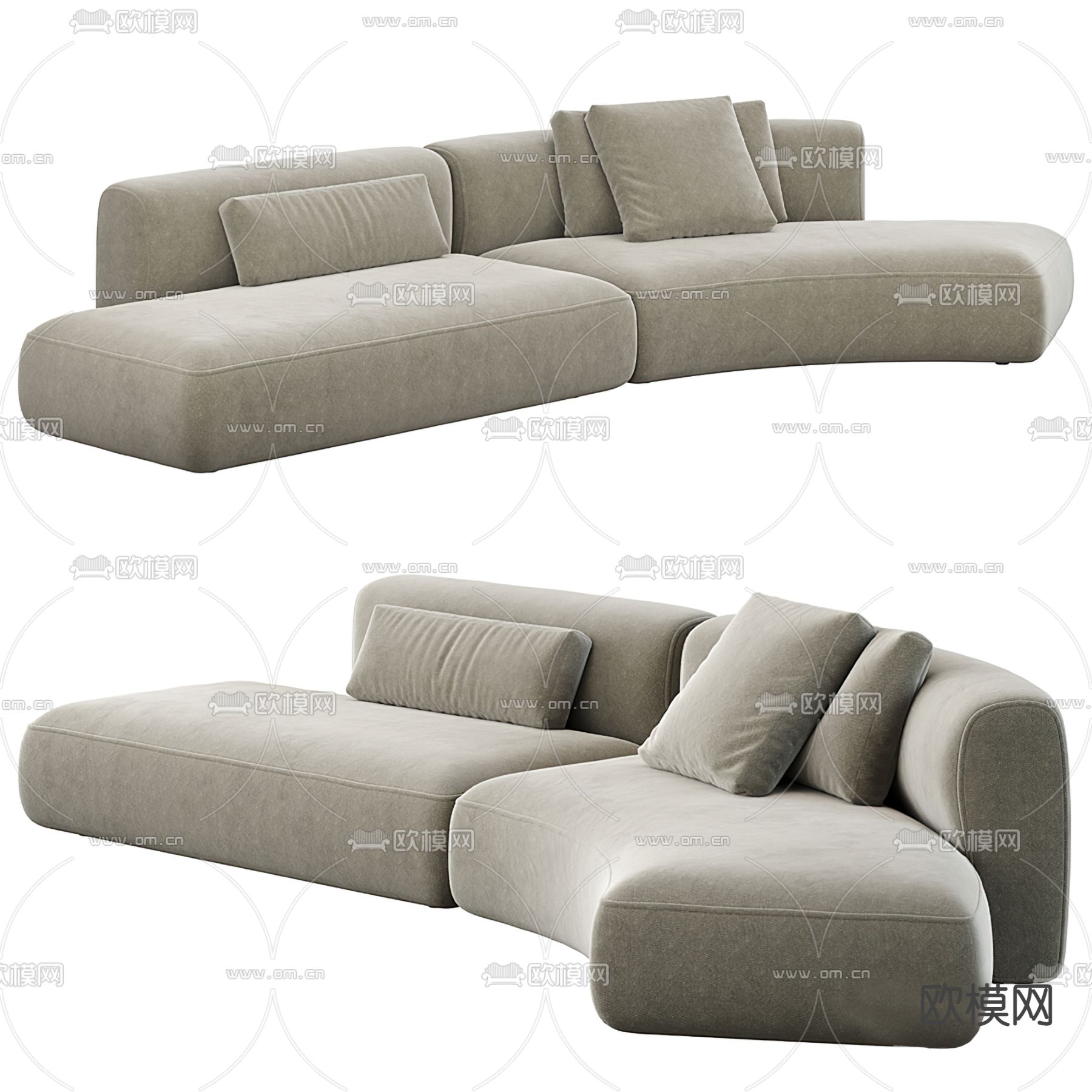 Flexform 现代多人沙发3d模型下载（渲染图3）