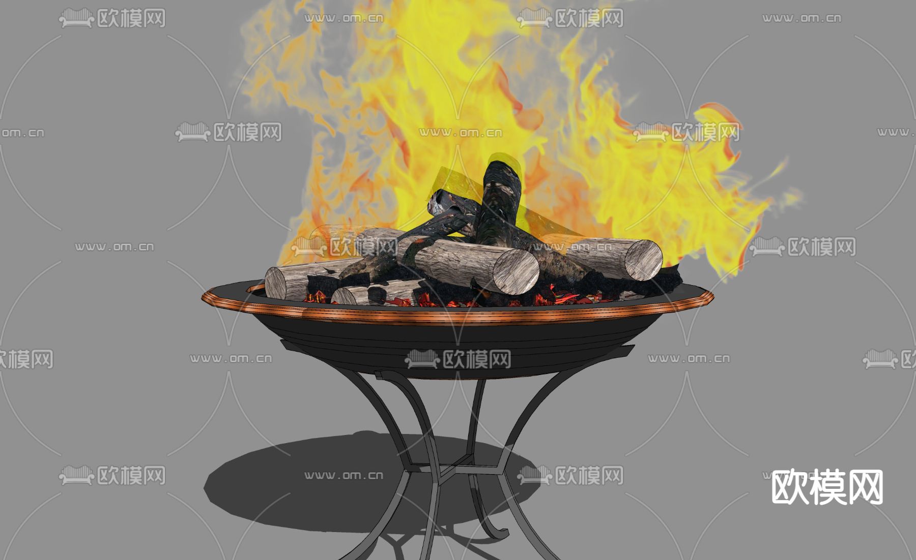 现代火盆su模型下载（渲染图3）