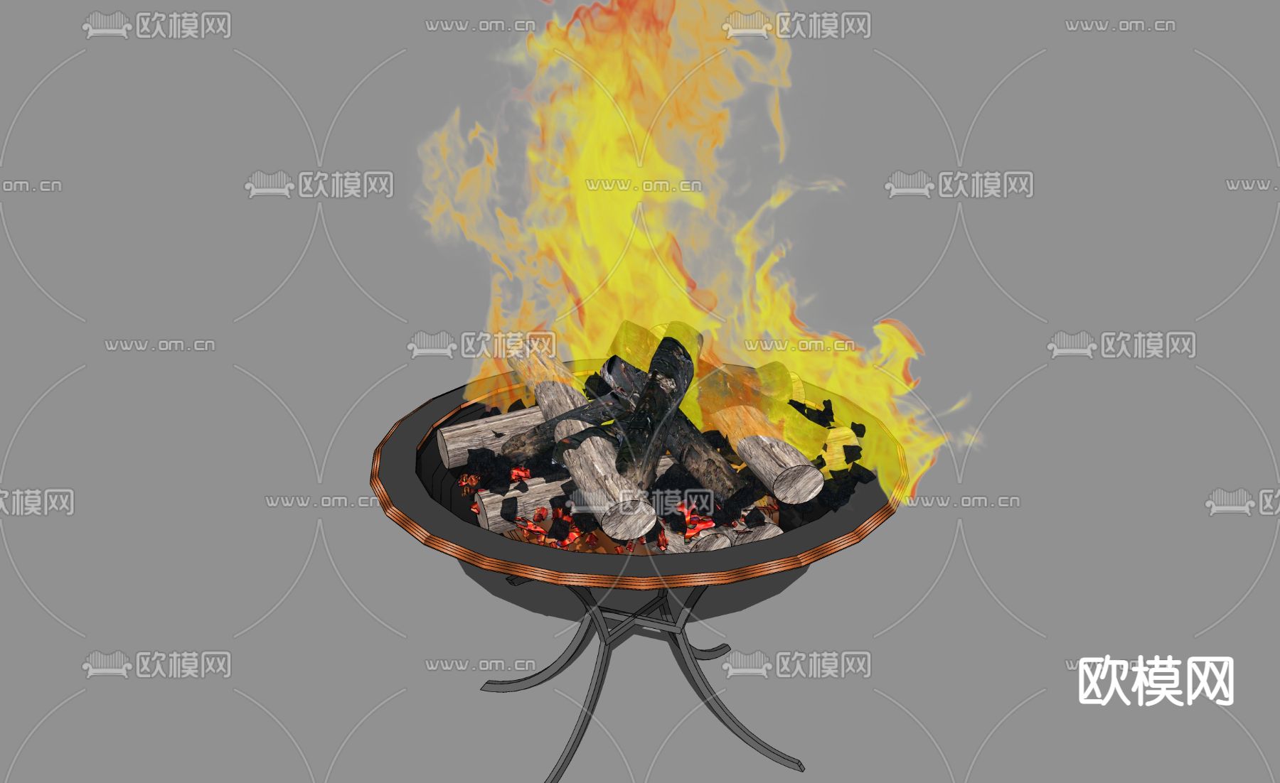 现代火盆su模型下载（渲染图1）