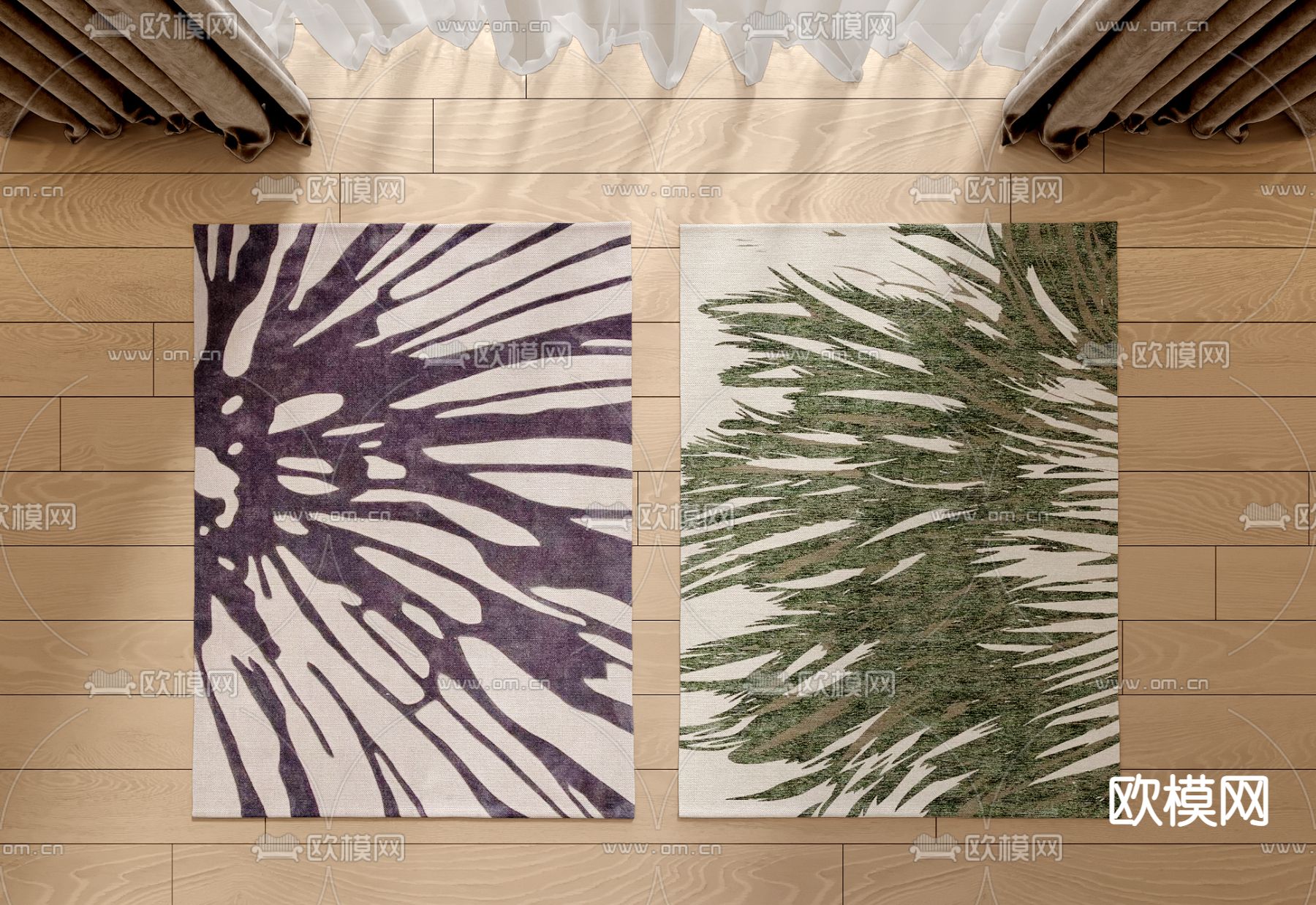 现代抽象布艺地毯3d模型下载