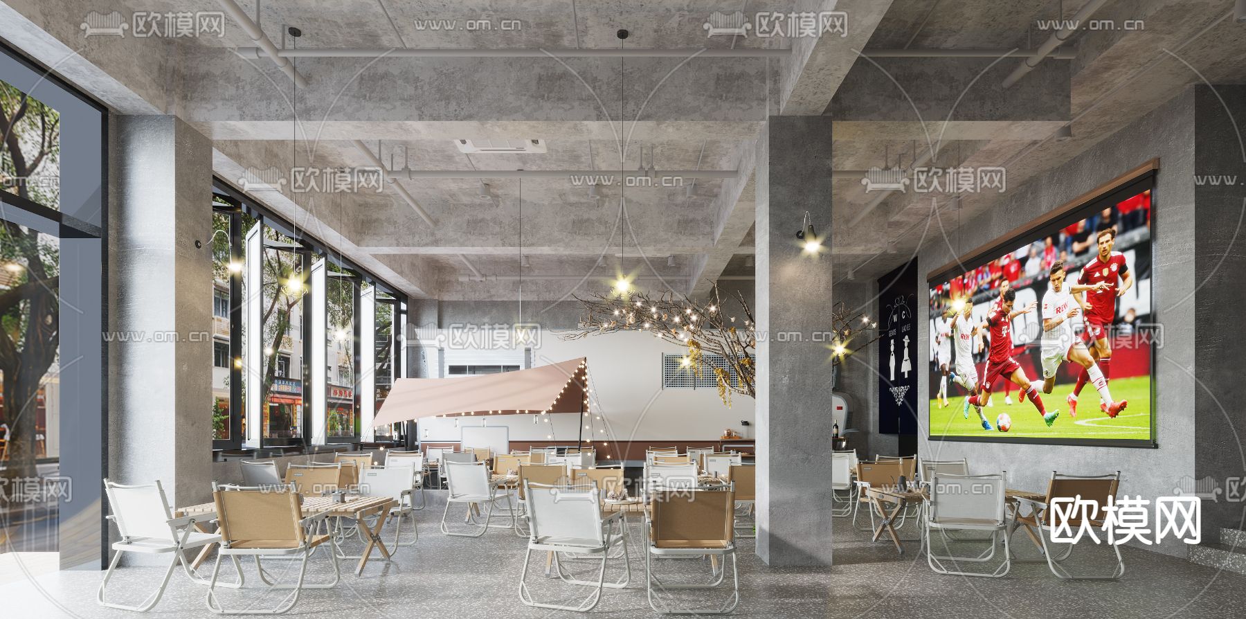 工业风烧烤店3d模型