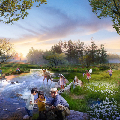 亲子公园游玩景观psd