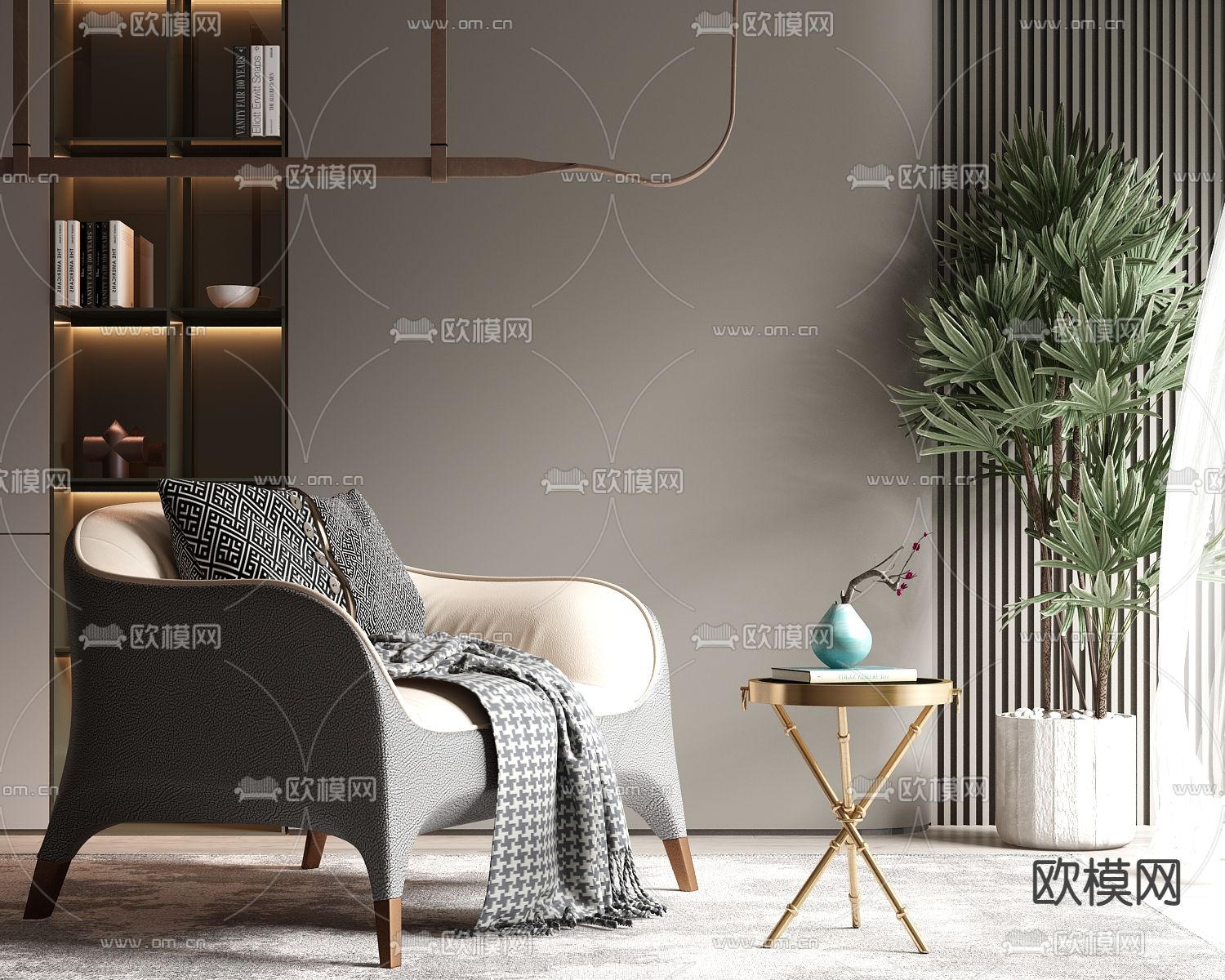 现代轻奢单人沙发3d模型下载