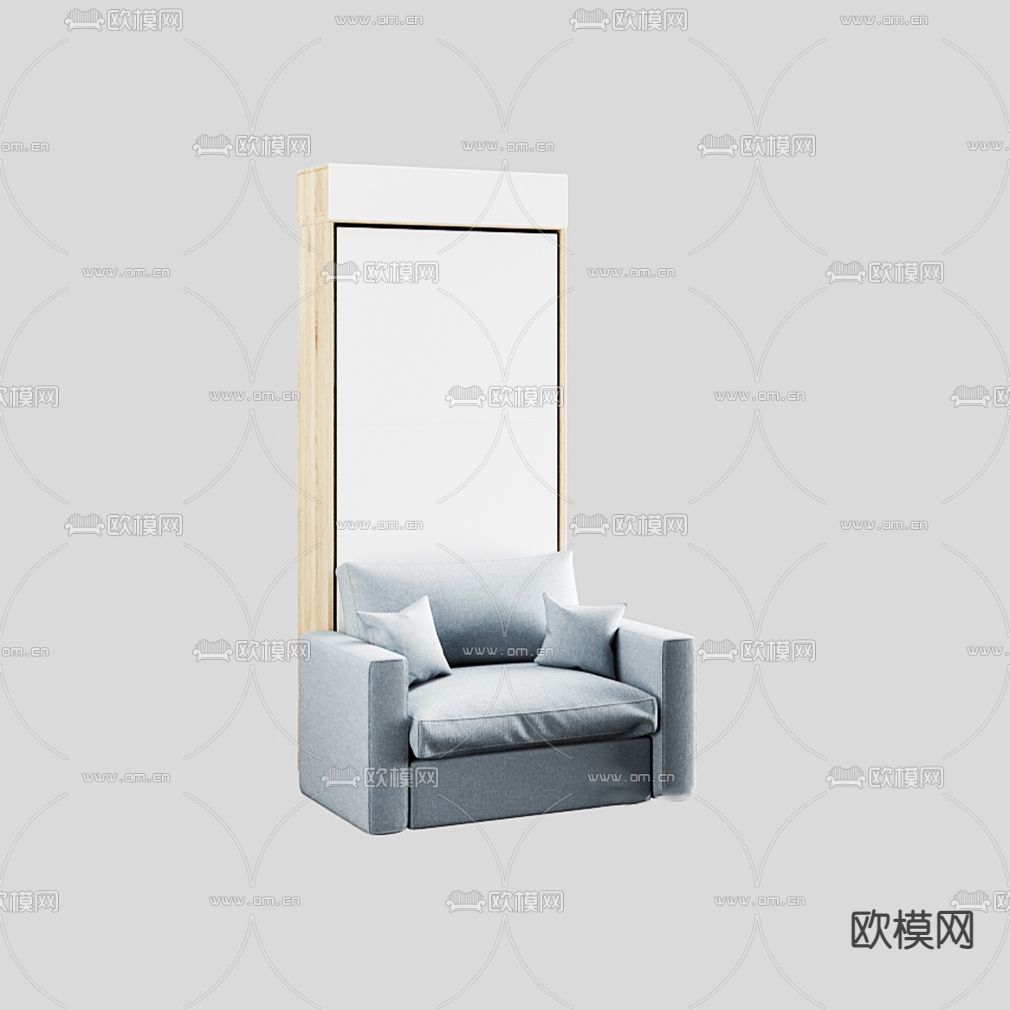 现代沙发床免费3d模型下载（渲染图2）