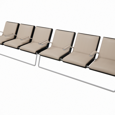  现代啡色公共连排椅su模型 