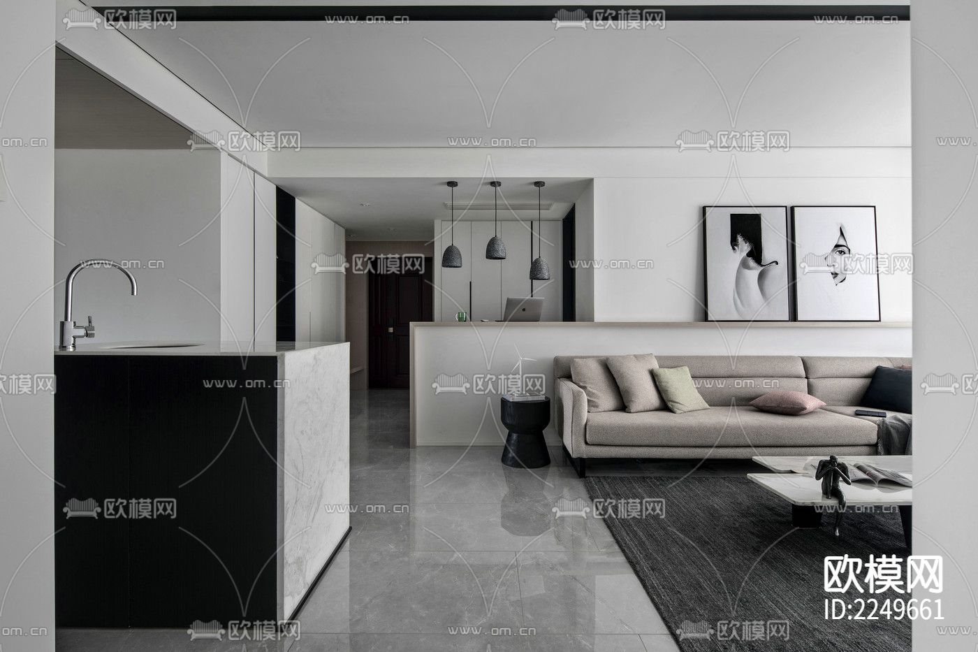 130㎡家装cad施工图下载（渲染图2）