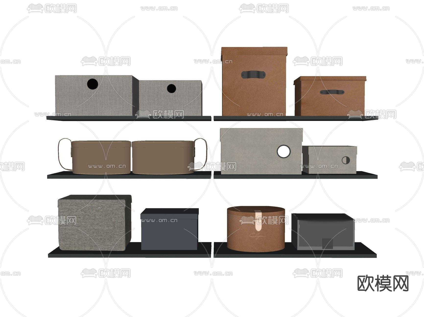 现代服装盒子储物盒子su模型下载（渲染图2）