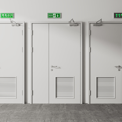  现代消防门防火门消防栓灭火器su模型 