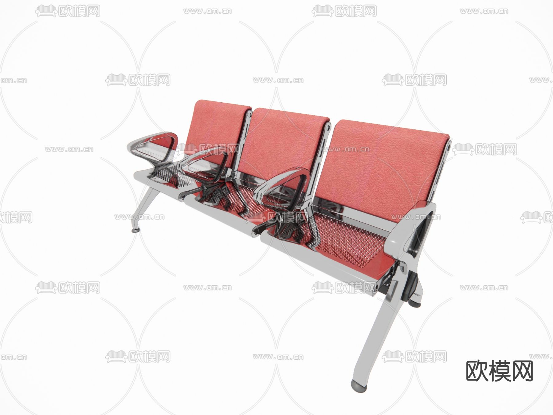 现代公共三连排椅su模型下载（渲染图1）