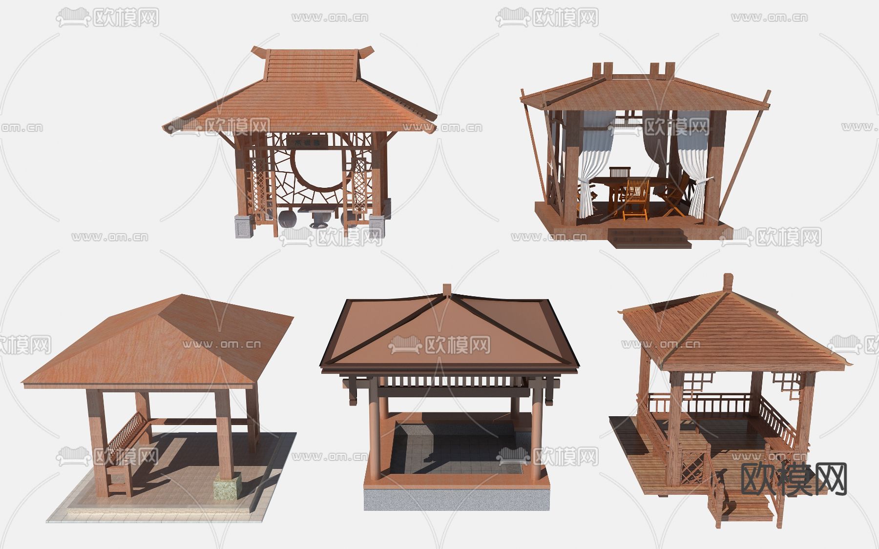 中式古亭凉亭水榭3d模型下载