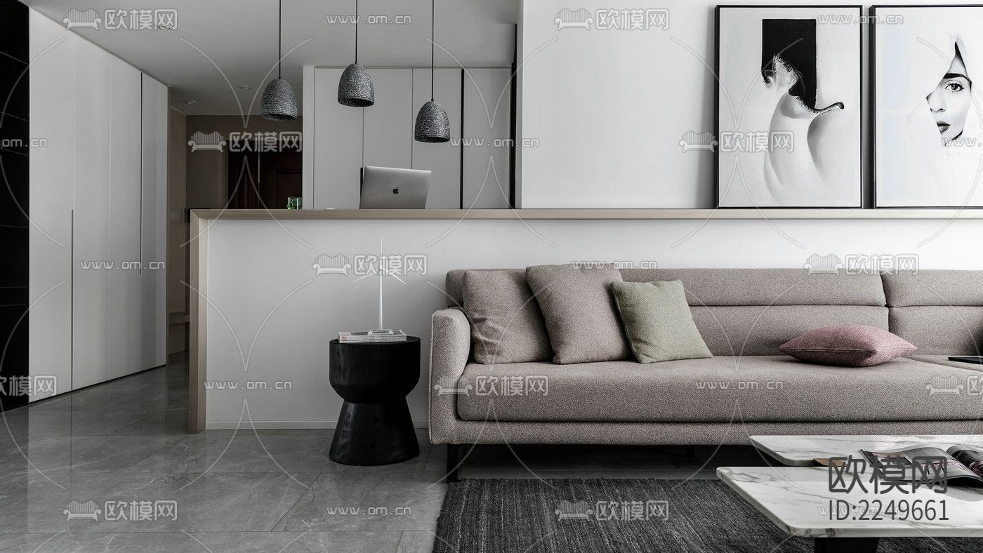 130㎡家装cad施工图下载（渲染图6）