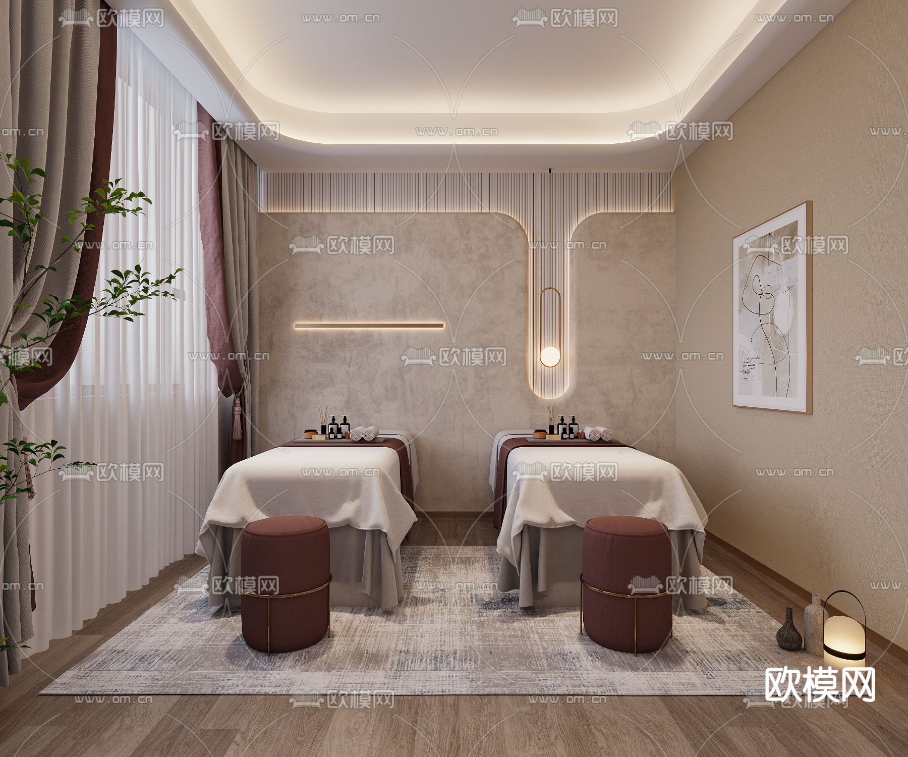 现代SPA美容店3d模型下载（渲染图1）