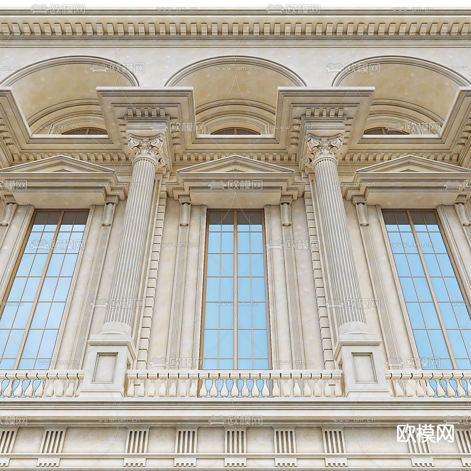 欧式建筑门头门面3d模型下载（渲染图3）