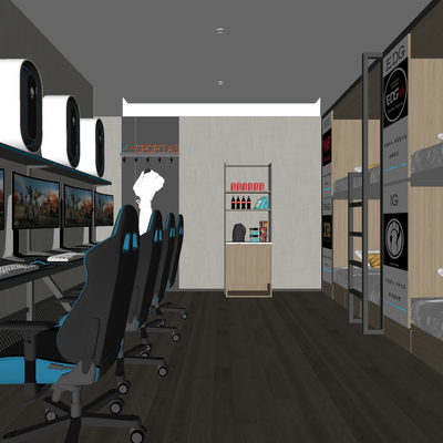  现代电竞酒店客房su模型 